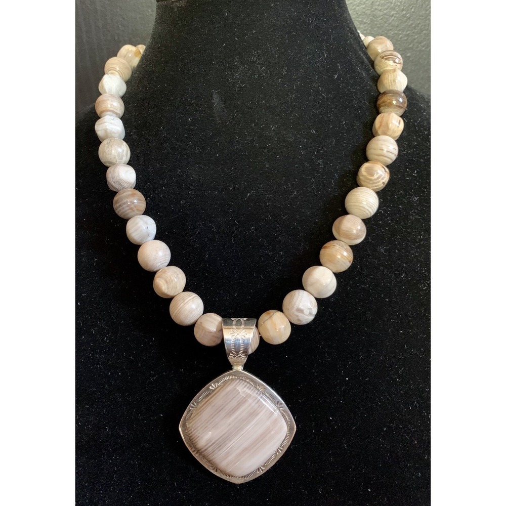 Vintage Jay King DTR 925 Sterling Silver Jasper Necklace 16" - 20" Beautiful! - Picture 1 of 8